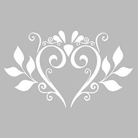 Artikel ST-503 Damask Kalp Desen Stencil Tasarımı 30x30 cm Kanvas Tablo