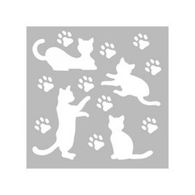Artikel ST-530 Kediler ve Patiler Stencil Tasarımı 30x30 cm Kanvas Tablo