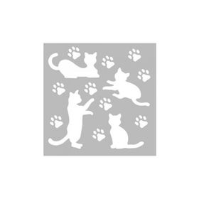 Artikel ST-530 Kediler ve Patiler Stencil Tasarımı 30x30 cm Kanvas Tablo