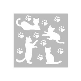Artikel ST-530 Kediler ve Patiler Stencil Tasarımı 30x30 cm Kanvas Tablo
