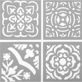 Artikel ST-545 Dörtlü Karo Stencil Tasarımı 30x30 cm Kanvas Tablo