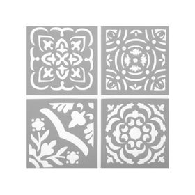 Artikel ST-545 Dörtlü Karo Stencil Tasarımı 30x30 cm Kanvas Tablo