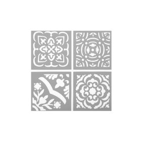 Artikel ST-545 Dörtlü Karo Stencil Tasarımı 30x30 cm Kanvas Tablo