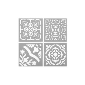 Artikel ST-545 Dörtlü Karo Stencil Tasarımı 30x30 cm Kanvas Tablo