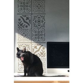 Artikel ST-545 Dörtlü Karo Stencil Tasarımı 30x30 cm Kanvas Tablo