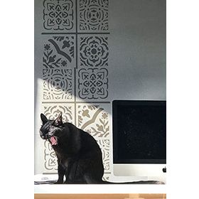 Artikel ST-545 Dörtlü Karo Stencil Tasarımı 30x30 cm Kanvas Tablo