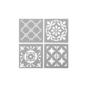 Artikel ST-546 Dörtlü Karo 2 Stencil Tasarımı 30x30 cm Kanvas Tablo