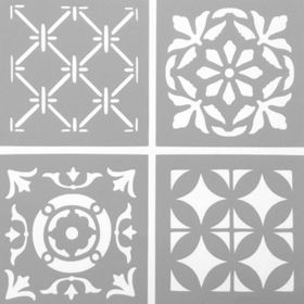 Artikel ST-546 Dörtlü Karo 2 Stencil Tasarımı 30x30 cm Kanvas Tablo