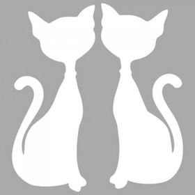 Artikel ST-569 İkili Kedi Stencil Tasarımı 30x30 cm Kanvas Tablo