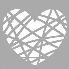 Artikel ST-578 Çizilmiş Kalp Stencil Tasarımı 30x30 cm Kanvas Tablo
