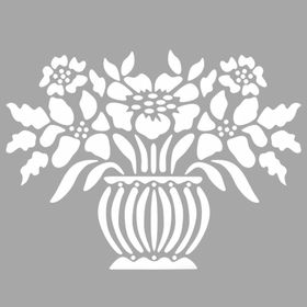 Artikel ST-600 Vazoda Papatya Stencil Tasarımı 30x30 cm Kanvas Tablo