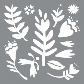 Artikel ST-617 Nordik Çiçek Motif Stencil Tasarımı 30x30 cm Kanvas Tablo