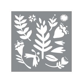 Artikel ST-617 Nordik Çiçek Motif Stencil Tasarımı 30x30 cm Kanvas Tablo