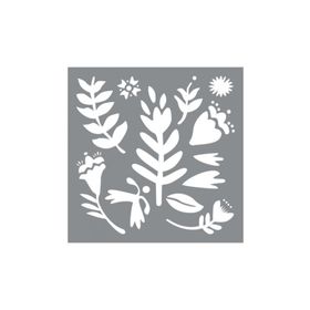 Artikel ST-617 Nordik Çiçek Motif Stencil Tasarımı 30x30 cm Kanvas Tablo