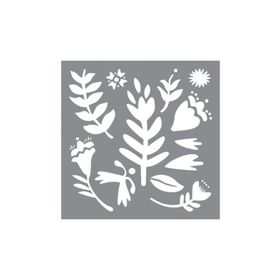 Artikel ST-617 Nordik Çiçek Motif Stencil Tasarımı 30x30 cm Kanvas Tablo