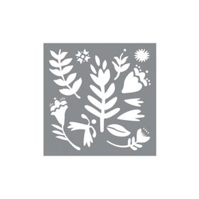 Artikel ST-617 Nordik Çiçek Motif Stencil Tasarımı 30x30 cm Kanvas Tablo