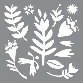Artikel ST-617 Nordik Çiçek Motif Stencil Tasarımı 30x30 cm Kanvas Tablo