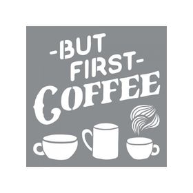 Artikel ST-625 First Coffee Stencil Tasarımı 30x30 cm Kanvas Tablo