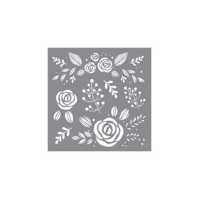 Artikel ST-639 Gül ve Yabani Çiçekler Stencil Tasarımı 30x30 cm Kanvas Tablo