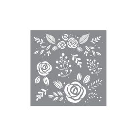 Artikel ST-639 Gül ve Yabani Çiçekler Stencil Tasarımı 30x30 cm Kanvas Tablo