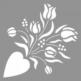 Artikel ST-712 Çiçek Buketi Stencil Tasarımı 30x30 cm Kanvas Tablo