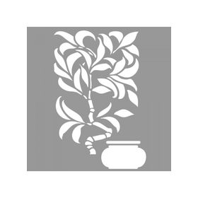 Artikel ST-736 Bambu Bitkisi Stencil Tasarımı 30x30 cm Kanvas Tablo