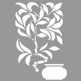 Artikel ST-736 Bambu Bitkisi Stencil Tasarımı 30x30 cm Kanvas Tablo