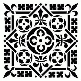 Artikel ST-777 Karo Fleur Stencil Tasarımı 30x30 cm Kanvas Tablo