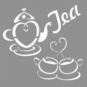 Artikel ST-805 Çay Vakti Stencil Tasarımı 30x30 cm Kanvas Tablo