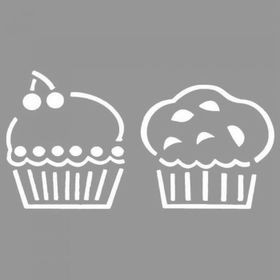 Artikel ST-834 Yabanmersinli Cupcake Stencil Tasarımı 30x30 cm Kanvas Tablo