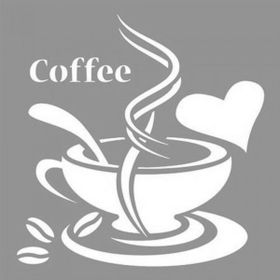 Artikel ST-857 Coffee Stencil Tasarımı 30x30 cm Kanvas Tablo