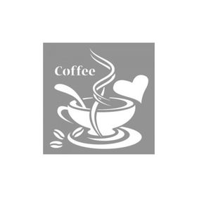 Artikel ST-857 Coffee Stencil Tasarımı 30x30 cm Kanvas Tablo