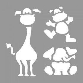 Artikel ST-902 Safari Hayvanları Stencil Tasarımı 30x30 cm Kanvas Tablo