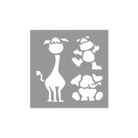 Artikel ST-902 Safari Hayvanları Stencil Tasarımı 30x30 cm Kanvas Tablo