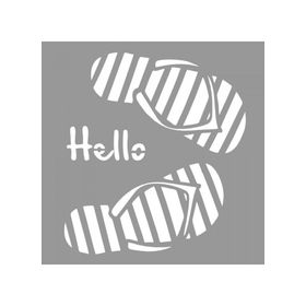 Artikel ST-908 Hello Slippers Stencil Tasarımı 30x30 cm Kanvas Tablo