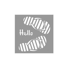 Artikel ST-908 Hello Slippers Stencil Tasarımı 30x30 cm Kanvas Tablo
