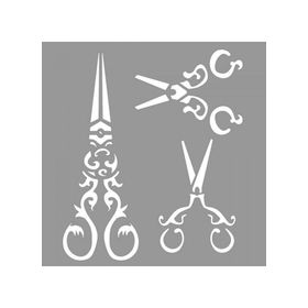 Artikel ST-920 Terzi Makasları Stencil Tasarımı 30x30 cm Kanvas Tablo