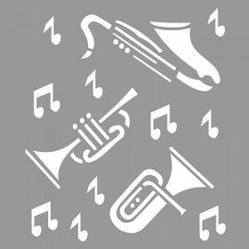 Artikel ST-935 Jazz Stencil Tasarımı 30x30 cm Kanvas Tablo