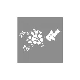 Artikel ST-948 Çiçek ve Kuş Stencil Tasarımı 30x30 cm Kanvas Tablo