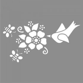 Artikel ST-948 Çiçek ve Kuş Stencil Tasarımı 30x30 cm Kanvas Tablo