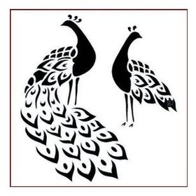 Artikel Tavuskuşları Stencil Boyama Şablonu 30x30 cm Duvar Stencil