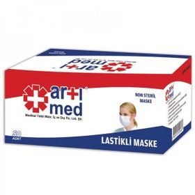 Artımed 50 adet 3 Katlı Lastikli Medikal Maske