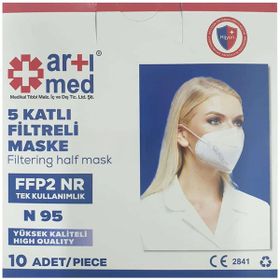 Artımed N95 FFP2 NR 5 Katlı 10 Adet Koruyucu Maske