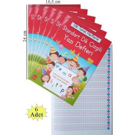 Artlantis 16.5x24 cm 24 Yaprak 6 Adet Standart Dik Çizgili Temel Harflerle 1. Sınıf Güzel Yazı Defteri