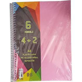 Artlantis 6 Konulu 150 Yaprak 4 Kareli + 2 Çizgili Plastik Kapak Seperatörlü Pembe Spiralli Defter