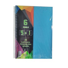 Artlantis 6 Konulu 150 Yaprak 5 Kareli + 1 Çizgili Plastik Kapak Seperatörlü Mavi Spiralli Defter