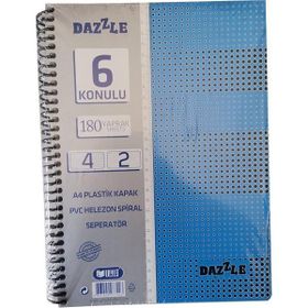 Artlantis 6 Konulu 180 Yaprak 4 Kareli + 2 Çizgili Plastik Kapak Seperatörlü Mavi Spiralli Defter