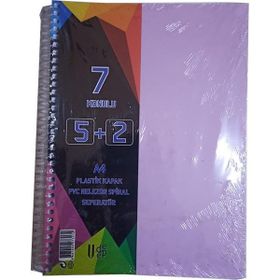 Artlantis 7 Konulu 175 Yaprak 5 Kareli + 2 Çizgili Plastik Kapak Seperatörlü Lila Spiralli Defter