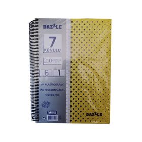 Artlantis 7 Konulu 210 Yaprak 6 Kareli + 1 Çizgili Plastik Kapak Seperatörlü Sarı Spiralli Defter