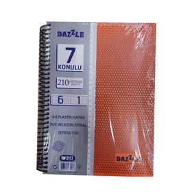 Artlantis 7 Konulu 210 Yaprak 6 Kareli + 1 Çizgili Plastik Kapak Seperatörlü Turuncu Spiralli Defter